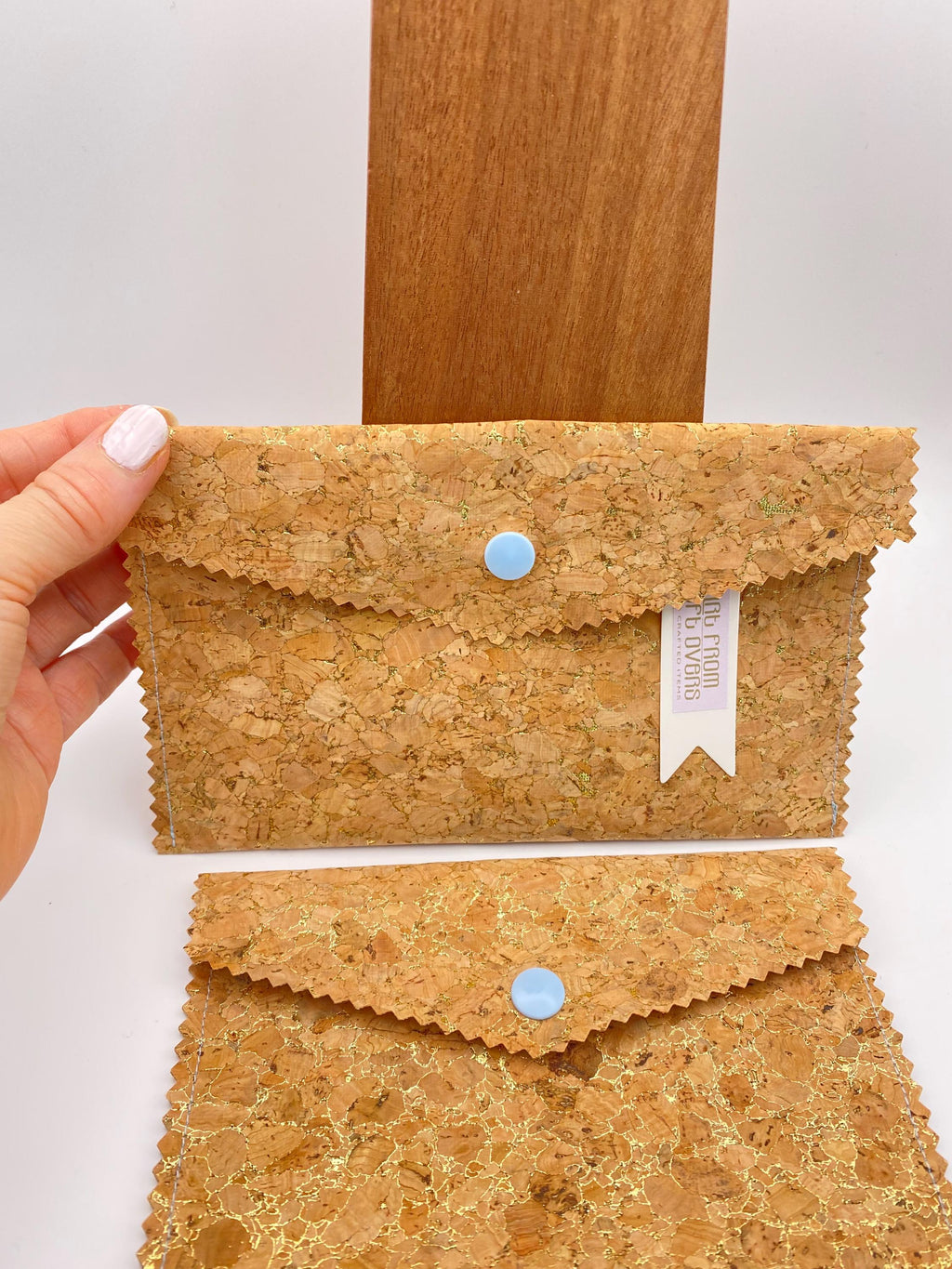 Handbag Organiser. Handmade Cork Large Wallet with Gold Flecks-Vegan Leather Phone, Documents Holder.