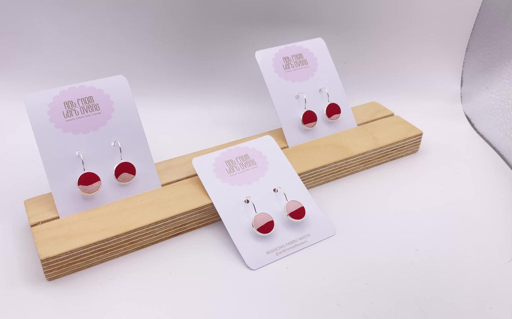 Upcycled Stunning Pink Two Tones Fabric Earrings – Handmade Leverback Hoops